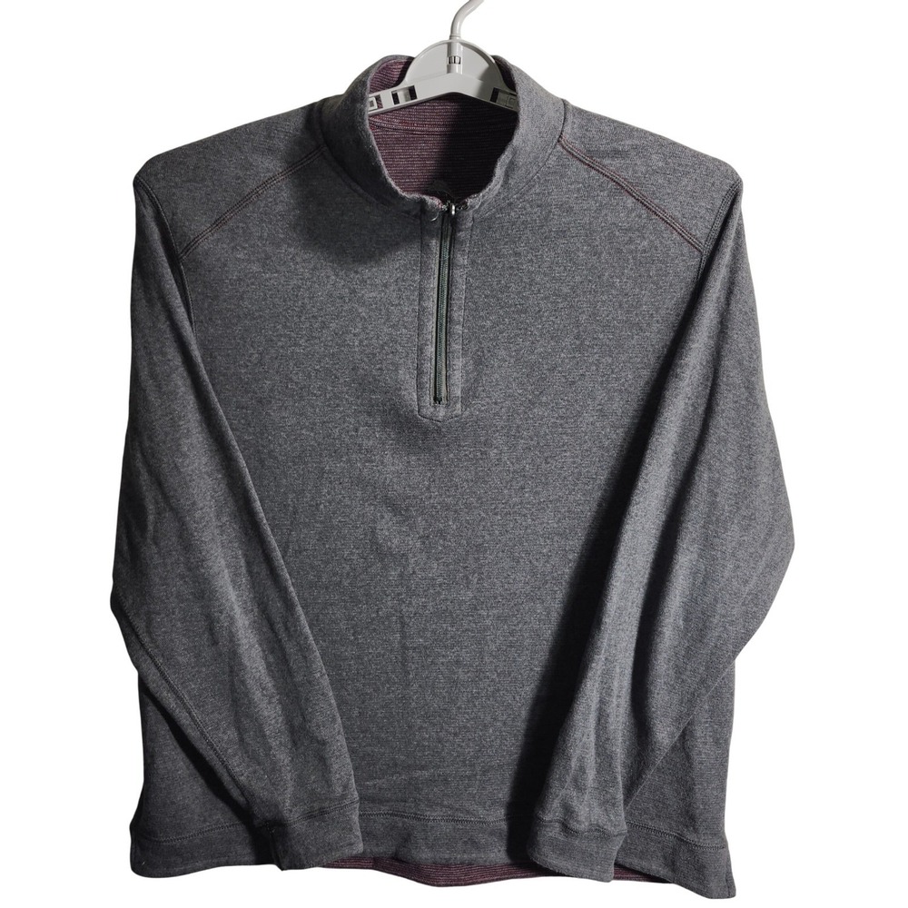 Tommy Bahama‎ Mens XL Gray and Red Quarter Zip Pullover Reversible Sweater Knit